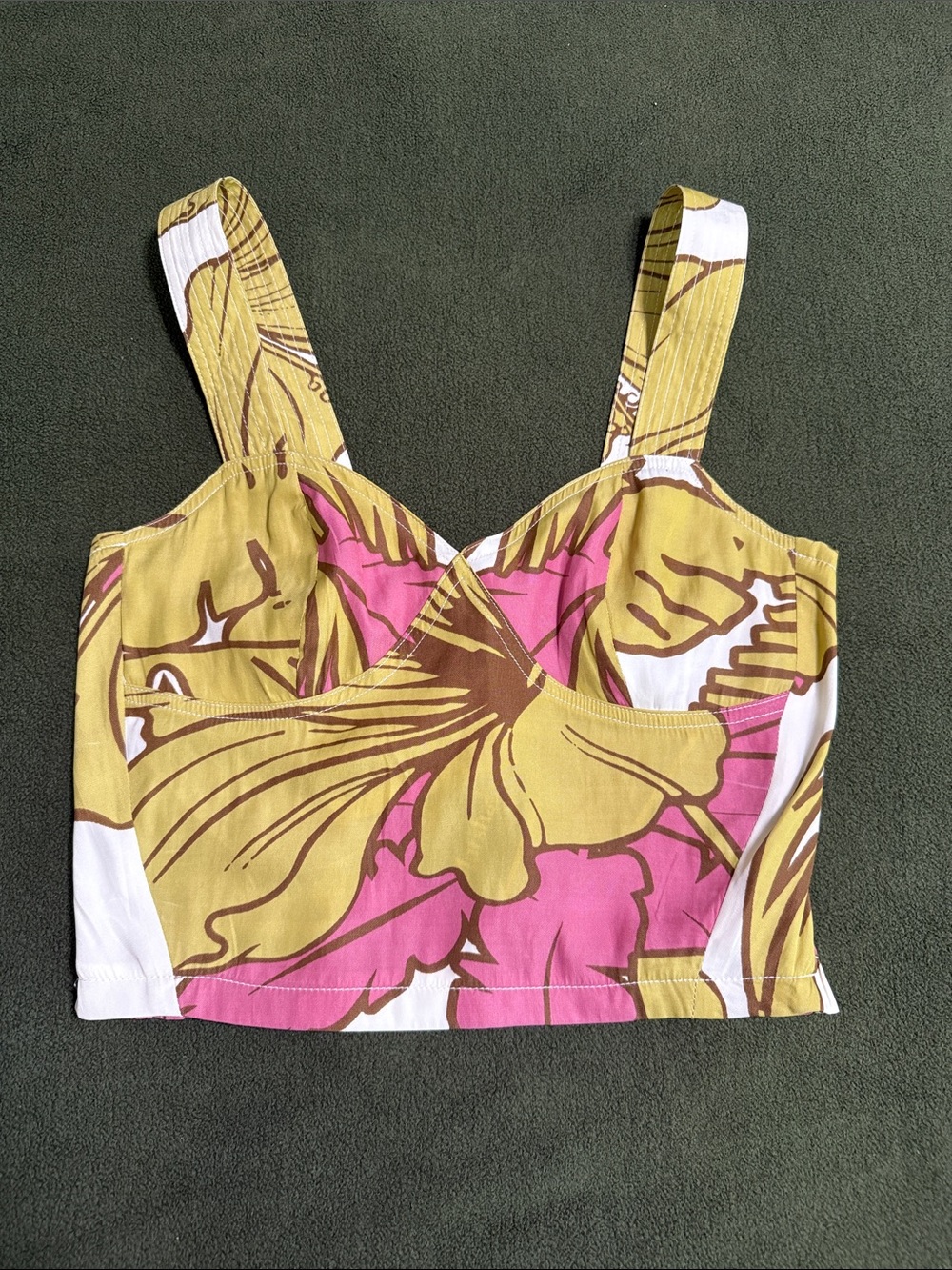 NWT Rose & Olive Pink and Ochre Floral Crop Top XS Womens
